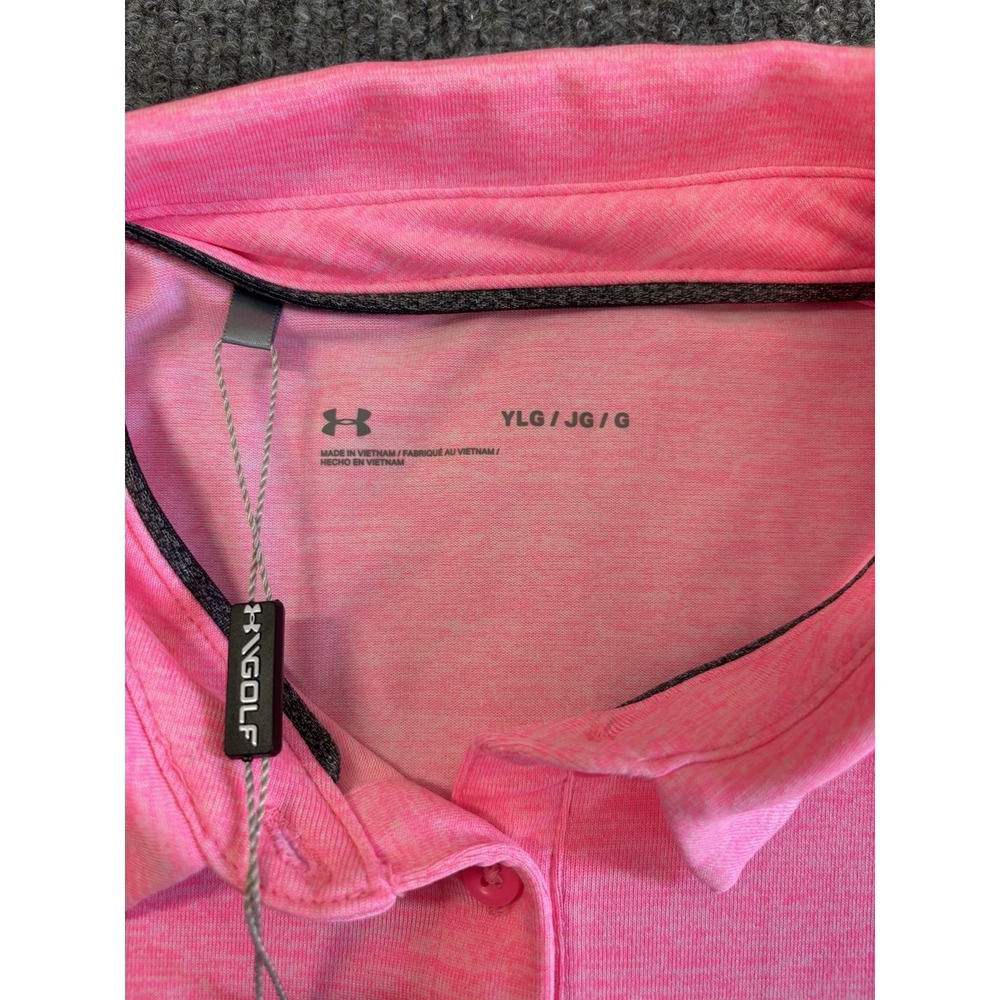 Under Armour Kids Pink Heather Golf Polo Shirt Youth Large BurlingtonCountryClub - Picture 4 of 5